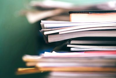 Close-up of stacked books