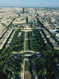 High angle view of buildings in city