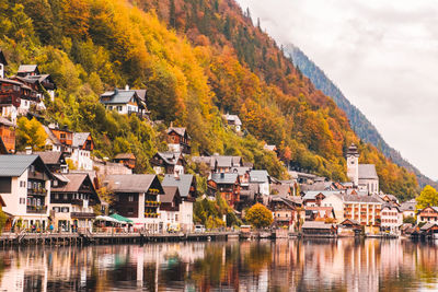 Hallstatt. a beautiful small town on the shore of a lake in the austrian alps.