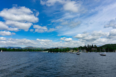 Landscape of lake windermere at lake district national park in united kingdom