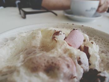 Close-up of breakfast served on table