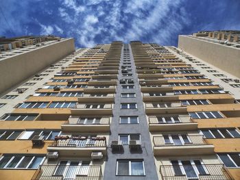 Low angle view of modern building against sky