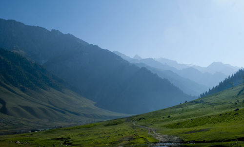 Scenic view of mountains against sky