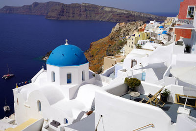 Beautiful view of santorini with the caldera and oia village, greece