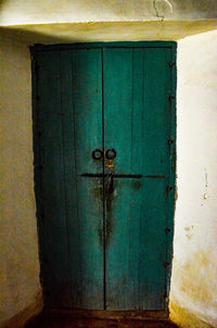 Closed door of old building