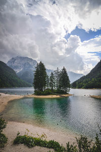 Scenic view of lake against sky