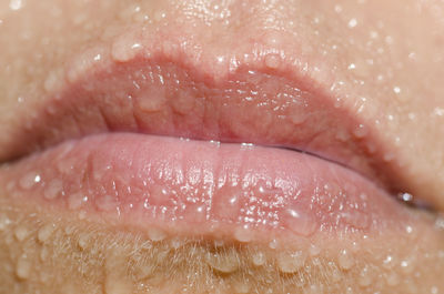 Cropped image of wet woman lips