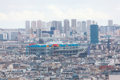 Paris cityscape panorama . buildings architecture of paris district . grey city background