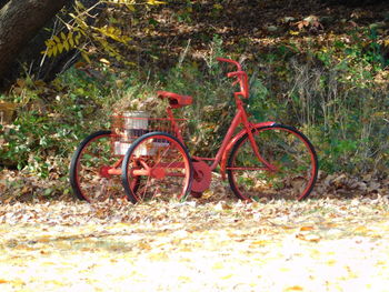 Bicycle parked on field