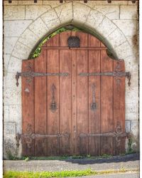 Closed door of old building