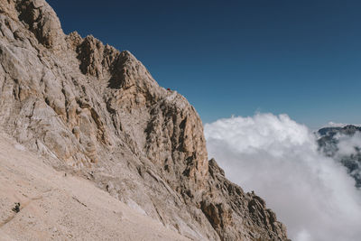 Low angle view of rock formation against sky