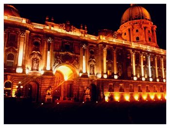 Illuminated building at night