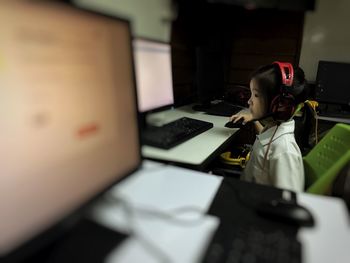 Boy working on laptop