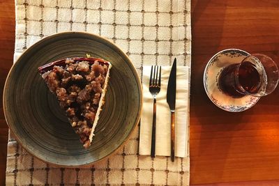 Directly above shot of food in plate on table