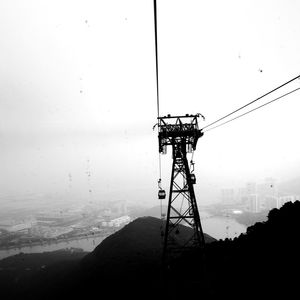 Power lines in foggy weather