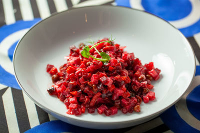 Close-up of food in plate on table