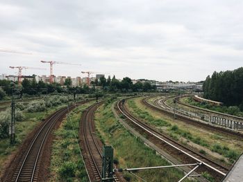 Railroad tracks on railroad track