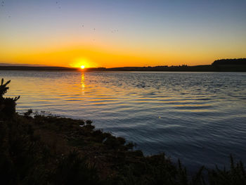 Scenic view of sea at sunset