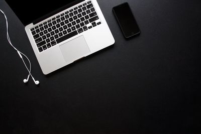 Low angle view of laptop keyboard