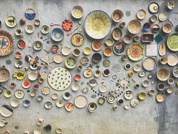 High angle view of multi colored candies for sale