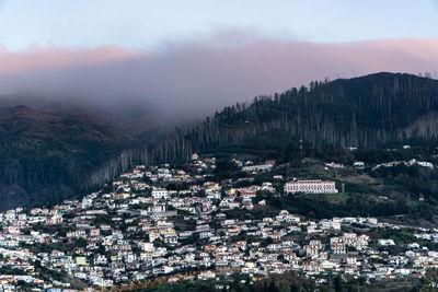 High angle view of townscape against sky