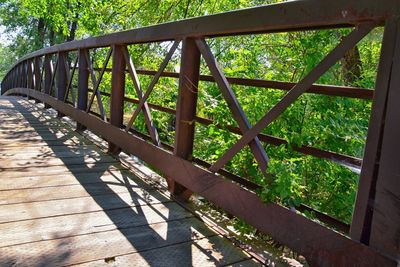 Railing of bridge in forest