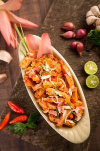 Close-up of various vegetables on wood