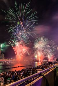 Firework display at night