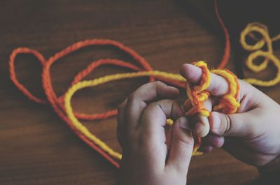 Hands of a child playing