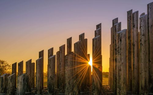 Panoramic view of buildings against sky during sunset