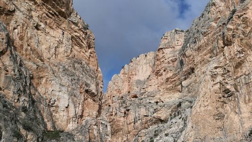 Low angle view of mountains against sky