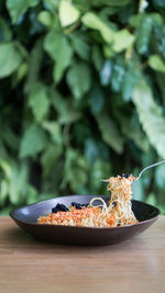 Close-up of food on table