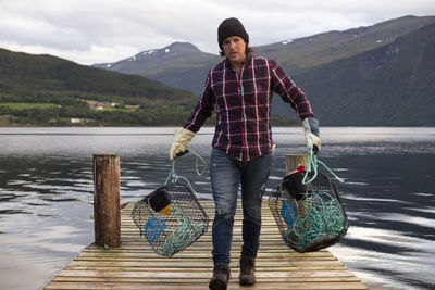 A tired fisherman returns from crabbing