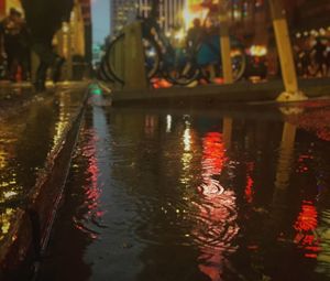 Illuminated lights at night