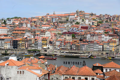 High angle view of townscape against sky