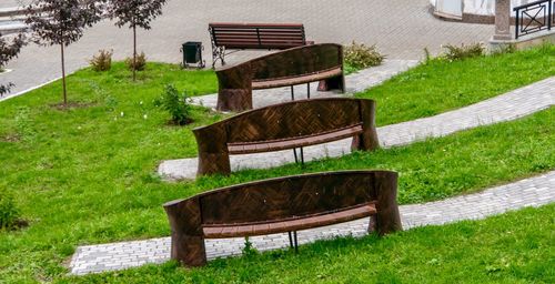 Empty bench in park