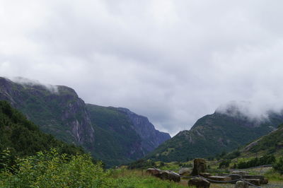 Scenic view of mountains against sky