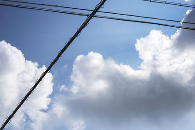 Low angle view of cables against sky