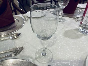 Close-up of wine glass on table at restaurant