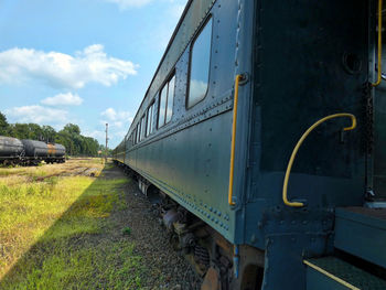 Train on land against sky