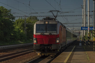 Train on railroad station platform