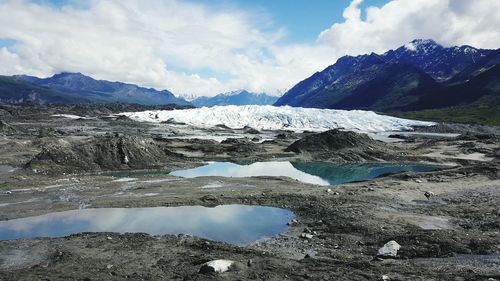 Scenic view of snowcapped mountain against sky
