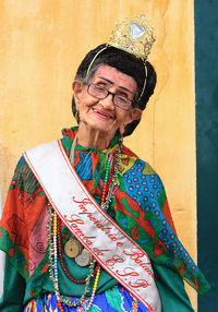 Portrait of young woman wearing mask