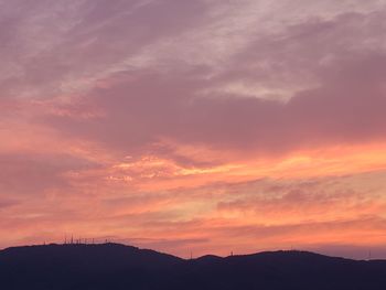 Scenic view of silhouette mountains against sky during sunset