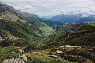 Scenic view of mountains against sky