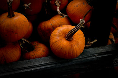 Close-up of pumpkins on table
