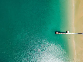 High angle view of sea against clear sky