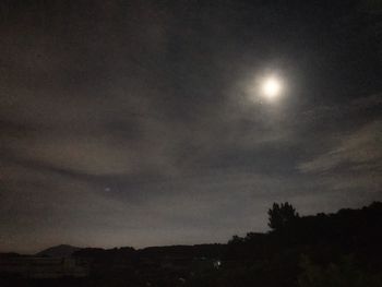 Low angle view of silhouette trees against sky at night