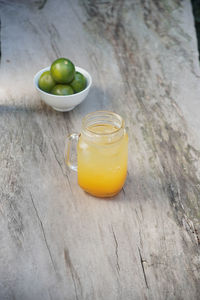 High angle view of bell pepper on table