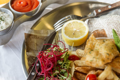 Close-up of food in plate on table